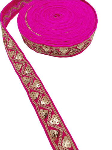 Velvet Fabric Embroidered Trim Sequins Lace Sewing Trimming Sari Trim Indian Border, Sequinned Border, Trim by 9 Yards